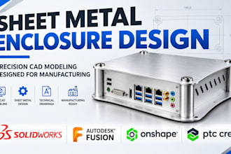 create sheet metal enclosure design in solidworks, fusion 360, onshape and creo