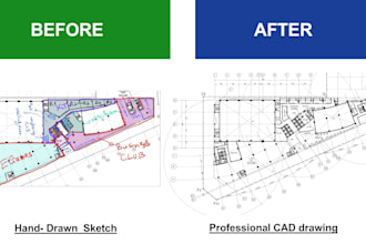 redraw and edit architectural 2d autocad floor plans