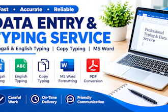 do bengali and english typing and data entry