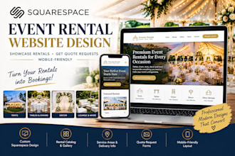 design a squarespace website for event rental businesses