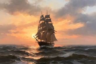 create ship oil painting for you
