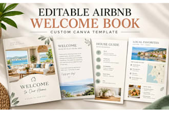 create an editable airbnb welcome book in canva