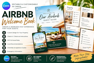 create an editable airbnb welcome book in canva