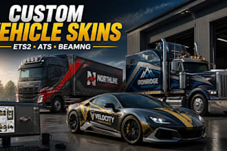 create custom ets2 ats beamng truck skins, car wraps, 3d sport car, beamng mods