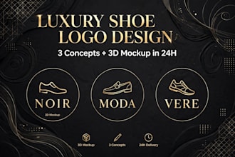 design luxury footwear logo, sneaker box packaging and product mockups