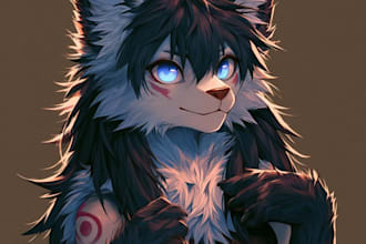 create a professional furry character concept design