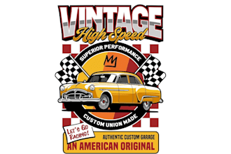 craft a custom vintage car logo and vector illustration