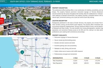 design commercial property aerial map brochure and office investment booklet