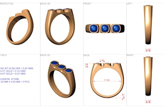 do 3d jewelry cad design for 3d printing and rendering