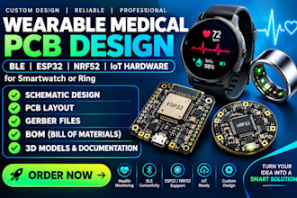 design wearable medical pcb ble esp32 nrf52 iot hardware for smartwatch or ring