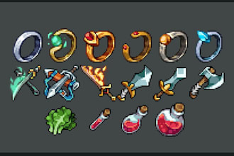 create custom pixel art icons, items and potions for your game