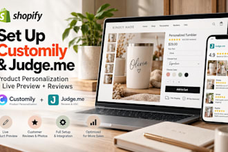set up customily product personalization and judge me live preview on shopify