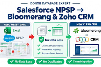 migrate donor data from excel salesforce and hubspot to zoho or bloomerang