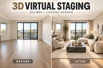 do realistic virtual staging and 3d interior render in 3ds max for real estate