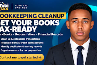 cleanup quickbooks bookkeeping, reconcile accounts, and organize records for tax