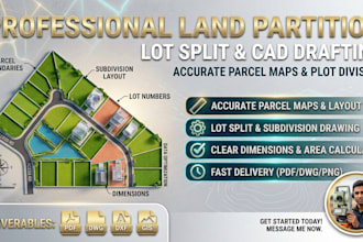 draw land partition plot division lot split boundary map parcel layout cad draft