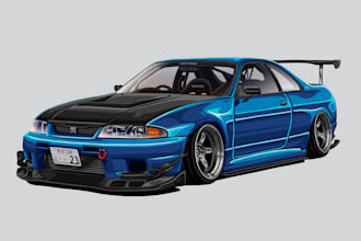 draw detailed custom car illustration for your vehicle