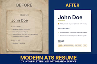 create modern ats resume, cv, cover letter design