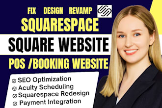build modern squaresapce website redesign fix squarespace issues square booking