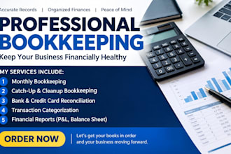 do monthly bookkeeping, catch up, clean up bookkeeping and bank reconciliation