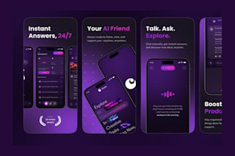 design ai chatbot app screenshots for ios and android