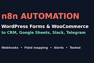 build n8n automation for wordpress forms and woocommerce to crm sheets or slack