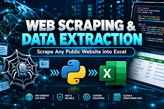 scrape, extract, and mine data from any public website using python