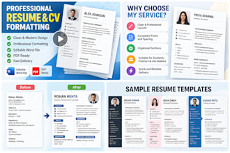 professionally format your resume and CV in word or PDF