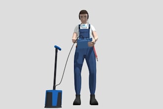 make custom india game 3d character,lowpoly retro psx style,n64 aesthetic worker