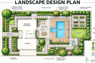 create a professional 2d garden landscape plan and outdoor layout