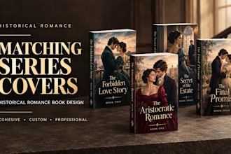 design a matching historical romance series cover set