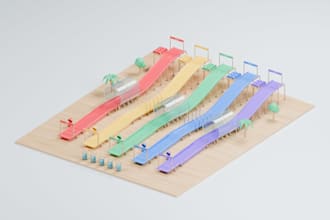 customize colorful 3d race tracks and play scenes in blender