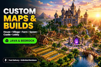 build minecraft maps house village farm spawn castle lobby in java or bedrock