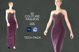 design 3d luxury outfit with embroidery and embellishments