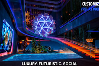 do custom vrc world 3d vr world map luxury vrchat world environment bar club