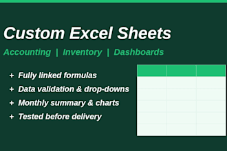 build a custom excel spreadsheet with formulas for accounting and inventory