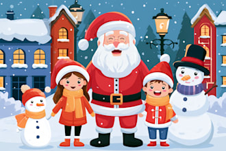 draw custom family portrait or caricature for christmas gift