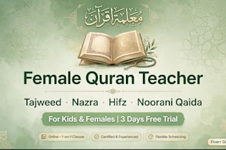 teach online quran with tajweed for female and kids