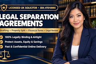 draft a separation property and asset agreement as UK solicitor