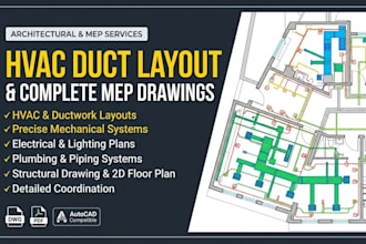 do hvac drawings, duct layout, electrical plans, mep full detail and plumbing
