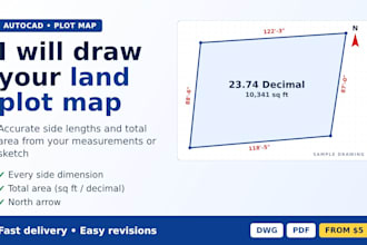draw your land plot map in autocad with accurate dimensions