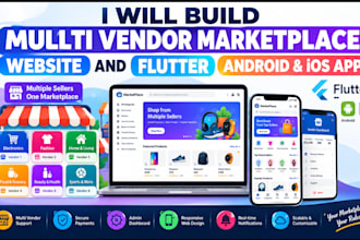 build a multi vendor marketplace website and flutter IOS and android app