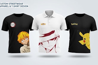 design custom streetwear apparel, polo and anime t shirt