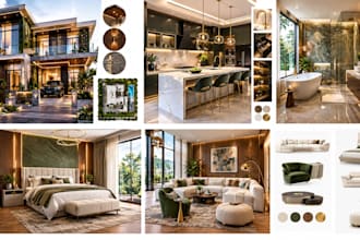 design interior exterior for kitchen bathroom bedroom bed, sofa chair 3d render