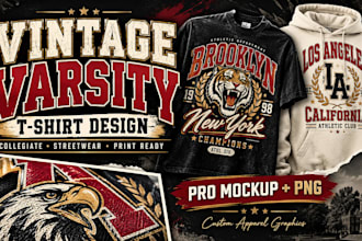 design vintage varsity collegiate t shirt graphics and retro streetwear