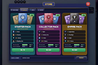 design a clean roblox game UI and icon pack