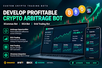develop profitable crypto arbitrage bot, 3commas bot, dca bot, grid trading bot