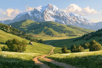 draw professional vector landscape illustration