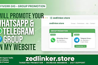 promote your whatsapp group channel and telegram group on my website zedlinker