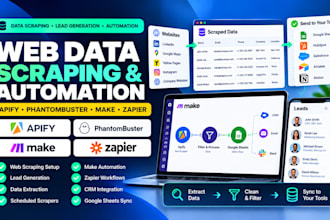 set up apify phantombuster make and zapier data scrapers